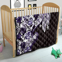Monstera Plumeria Flowers Purple Quilt Polynesian Pattern