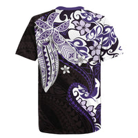 Monstera Plumeria Flowers Purple Rugby Jersey Polynesian Pattern