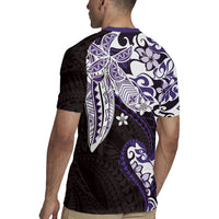 Monstera Plumeria Flowers Purple Rugby Jersey Polynesian Pattern