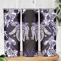 Monstera Plumeria Flowers Purple Skinny Tumbler Polynesian Pattern LT01 - Polynesian Pride