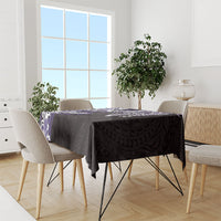 Monstera Plumeria Flowers Purple Tablecloth Polynesian Pattern