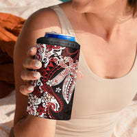Monstera Plumeria Flowers Red 4 in 1 Can Cooler Tumbler Polynesian Pattern LT01 - Polynesian Pride