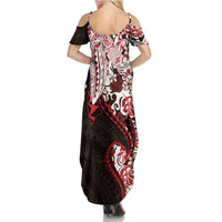 Monstera Plumeria Flowers Red Family Matching Summer Maxi Dress and Hawaiian Shirt Polynesian Pattern