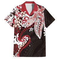 Monstera Plumeria Flowers Red Hawaiian Shirt Polynesian Pattern