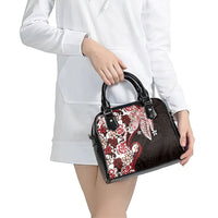 Monstera Plumeria Flowers Red Shoulder Handbag Polynesian Pattern LT01 - Polynesian Pride