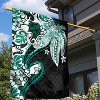 Monstera Plumeria Flowers Teal Garden Flag Polynesian Pattern LT01 - Polynesian Pride