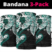 Monstera Plumeria Flowers Teal Neck Gaiter Polynesian Pattern