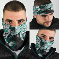 Monstera Plumeria Flowers Teal Neck Gaiter Polynesian Pattern