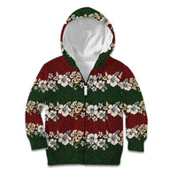 Hawaiian Hibiscus Christmas Color Kid Hoodie Unique LT01 Zip Hoodie Red - Polynesian Pride