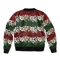 Hawaiian Hibiscus Christmas Color Sleeve Zip Bomber Jacket Unique LT01 - Polynesian Pride