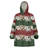 Hawaiian Hibiscus Christmas Color Wearable Blanket Hoodie Unique LT01 One Size Red - Polynesian Pride