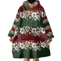 Hawaiian Hibiscus Christmas Color Wearable Blanket Hoodie Unique LT01 - Polynesian Pride