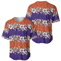 Hawaiian Hibiscus Baseball Jersey Orange and Purple Unique LT01 - Polynesian Pride