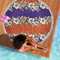Hawaiian Hibiscus Beach Blanket Orange and Purple Unique