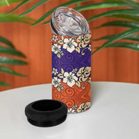 Hawaiian Hibiscus 4 in 1 Can Cooler Tumbler Orange and Purple Unique