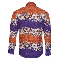Hawaiian Hibiscus Family Matching Mermaid Dress and Hawaiian Shirt Orange and Purple Unique LT01 - Polynesian Pride