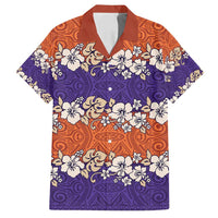 Hawaiian Hibiscus Family Matching Tank Maxi Dress and Hawaiian Shirt Orange and Purple Unique LT01 Dad's Shirt - Short Sleeve Orange - Polynesian Pride