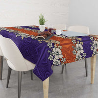 Hawaiian Hibiscus Tablecloth Orange and Purple Unique