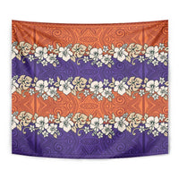 Hawaiian Hibiscus Tapestry Orange and Purple Unique