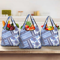 Hawaii Quilt Grocery Bag Kakau Polynesian Pattern Blue Version