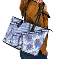 Hawaii Quilt Leather Tote Bag Kakau Polynesian Pattern Blue Version LT01 - Polynesian Pride