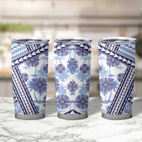 Hawaii Quilt Tumbler Cup Kakau Polynesian Pattern Blue Version