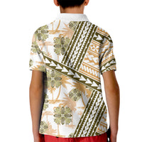Hawaii Quilt Kid Polo Shirt Kakau Polynesian Pattern Gold Version LT01 - Polynesian Pride