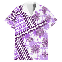 Hawaii Quilt Family Matching Short Sleeve Bodycon Dress and Hawaiian Shirt Kakau Polynesian Pattern Lilac Version LT01 Dad's Shirt - Short Sleeve Purple - Polynesian Pride