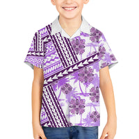 Hawaii Quilt Family Matching Summer Maxi Dress and Hawaiian Shirt Kakau Polynesian Pattern Lilac Version LT01 Son's Shirt Purple - Polynesian Pride