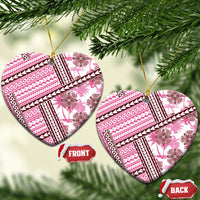 Hawaii Quilt Ceramic Ornament Kakau Polynesian Pattern Mauve Pink Version LT01 Heart Pink - Polynesian Pride