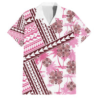 Hawaii Quilt Family Matching Puletasi Dress and Hawaiian Shirt Kakau Polynesian Pattern Mauve Pink Version LT01 Dad's Shirt - Short Sleeve Pink - Polynesian Pride