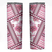 Hawaii Quilt Skinny Tumbler Kakau Polynesian Pattern Mauve Pink Version