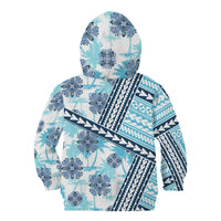 Hawaii Quilt Kid Hoodie Kakau Polynesian Pattern Sky Blue Version LT01 - Polynesian Pride