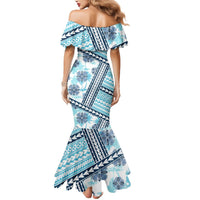 Hawaii Quilt Mermaid Dress Kakau Polynesian Pattern Sky Blue Version LT01 - Polynesian Pride