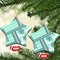 Hawaii Quilt Ceramic Ornament Kakau Polynesian Pattern Teal Version LT01 Star Teal - Polynesian Pride