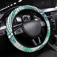 Hawaii Quilt Steering Wheel Cover Kakau Polynesian Pattern Teal Version LT01 Universal Fit Teal - Polynesian Pride