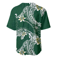 Polynesian Hawaiian Plumeria Tribal Pattern Baseball Jersey Green Version