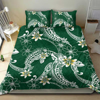Polynesian Hawaiian Plumeria Tribal Pattern Bedding Set Green Version