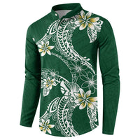 Polynesian Hawaiian Plumeria Tribal Pattern Button Sweatshirt Green Version LT01 - Polynesian Pride