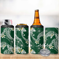 Polynesian Hawaiian Plumeria Tribal Pattern 4 in 1 Can Cooler Tumbler Green Version