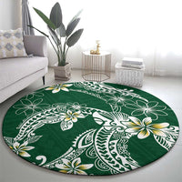Polynesian Hawaiian Plumeria Tribal Pattern Round Carpet Green Version LT01 - Polynesian Pride