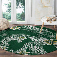 Polynesian Hawaiian Plumeria Tribal Pattern Round Carpet Green Version LT01 - Polynesian Pride