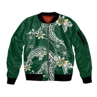 Polynesian Hawaiian Plumeria Tribal Pattern Sleeve Zip Bomber Jacket Green Version LT01 Unisex Green - Polynesian Pride