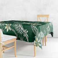 Polynesian Hawaiian Plumeria Tribal Pattern Tablecloth Green Version