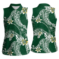 Polynesian Hawaiian Plumeria Tribal Pattern Women Sleeveless Polo Shirt Green Version LT01 - Polynesian Pride