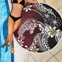 Polynesian Hawaiian Plumeria Tribal Pattern Beach Blanket Special Wine Red Version