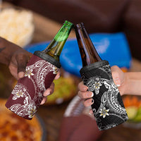 Polynesian Hawaiian Plumeria Tribal Pattern 4 in 1 Can Cooler Tumbler Special Wine Red Version