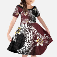 Polynesian Hawaiian Plumeria Tribal Pattern Family Matching Mermaid Dress and Hawaiian Shirt Special Wine Red Version