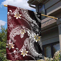 Polynesian Hawaiian Plumeria Tribal Pattern Garden Flag Special Wine Red Version