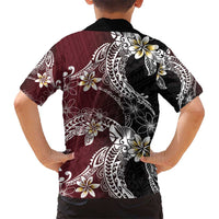 Polynesian Hawaiian Plumeria Tribal Pattern Hawaiian Shirt Special Wine Red Version